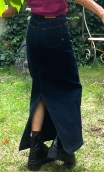 Jupe longue. Denim Patch. Taille 36, Fente dos, broderies ethniques