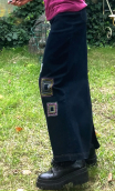 Jupe longue. Denim Patch. Taille 36, Fente dos, broderies ethniques