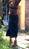 Jupe Diamond. Denim bleu. Taille 38, stretch, droite, ajustée