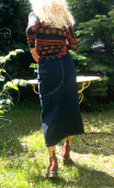 Jupe Diamond. Denim bleu. Taille 38, stretch, droite, ajustée