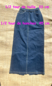 Jupe longue. Denim stone. Taille 36, Fente dos, casual basique