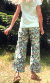 Pantalon Croisière en imprimé fleurs Picpus, large et 7/8ème