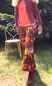 Pantalon Croisière. Giverny. Taille 40, large, 7/8ème. Imprimé fleurs 