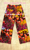 Pantalon Croisière. Giverny. Taille 40, large, 7/8ème. Imprimé fleurs 