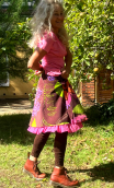 Jupe Dada. Taille 44. Velours choco imprimé fleurs. Evasée, volantée