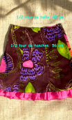 Jupe Dada. Taille 44. Velours choco imprimé fleurs. Evasée, volantée
