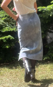 Jupe Ginger. Tie & dye gris, coton stretch, sans ceinture, droite
