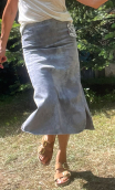 Jupe Ginger. Tie & dye gris, coton stretch, sans ceinture, droite