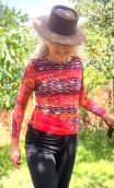 Top Ulysse. Alibaba. Taille 2. Jersey viscose imprimé, ras du cou