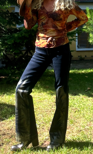 Pantalon Melrose. Fougères argent. Taille 36, denim stretch, ajusté