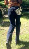 Pantalon Melrose. Fougères argent. Taille 36, denim stretch, ajusté