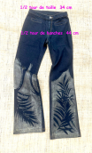 Pantalon Melrose. Fougères argent. Taille 36, denim stretch, ajusté