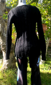 Pull V. Mohair noir. Long, ajusté, laine mélangée, taille S