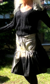Pull V. Mohair noir. Long, ajusté, laine mélangée, taille S