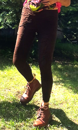 Legging Gingembre. Torsades marron. Taille 1. Court et ajusté