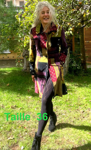 Manteau Natacha. Bohême. Unique piece. Size 36. Printed velvet coat
