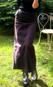 Jupe Broadway. Dentelle et pierres. Prune. Denim. Taille 36, Longue