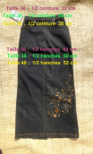 Jupe Broadway. Pommier japonais Dusty. Denim surteint marron. Longue