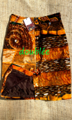 Jupe Victoria. Alibaba. Crayon, velours imprimé marron ocre, taille 38