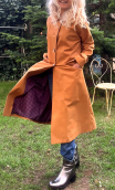 Manteau demi-saison camel. Taille 40. Doublé, long