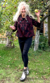 Veste Audrey Jacquard laine Bordeaux. Taille 42. Courte. Fleurs noires
