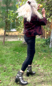Veste Audrey Jacquard laine Bordeaux. Taille 42. Courte. Fleurs noires
