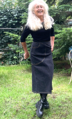 jupe Diamond. Denim noir. Stretch, droite, ajustée, casual chic