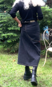 jupe Diamond. Denim noir. Stretch, droite, ajustée, casual chic