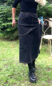 jupe Diamond. Denim noir. Stretch, droite, ajustée, casual chic