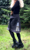 Jupe toupie. Rio Bravo. Noir. Taille 42. Denim, évasée, volantée