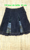 Jupe toupie. Rio Bravo. Noir. Taille 42. Denim, évasée, volantée