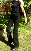 Pantalon Saxo. Denim Rockabily noir. 38. Jean stretch, coupe droite