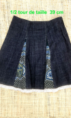Jupe toupie. Rio Bravo. Ecru. Taille 40. Denim, évasée, volantée