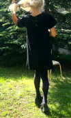 Robe Princesse 3 boutons. Milano noir. Manches courtes, loose