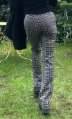  Pantalon Tartans gris. Carreaux Stretch, coupe droite, taille 36