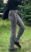  Pantalon Tartans gris. Carreaux Stretch, coupe droite, taille 36
