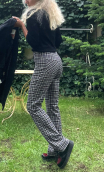  Pantalon Tartans gris. Carreaux Stretch, coupe droite, taille 36