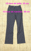  Pantalon Tartans gris. Carreaux Stretch, coupe droite, taille 36