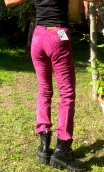  Pantalon Memphis. Boudoir. Fuchsia. Pois FLock fuchsia, velours