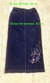 Jupe Broadway. Pommier japonais Dusty. Denim surteint marron. Longue