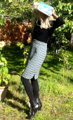 Jupe Odette. Vichy laine bleu. Taille 38, droite, doublée, chaude
