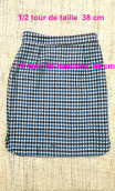 Jupe Odette. Vichy laine bleu. Taille 38, droite, doublée, chaude