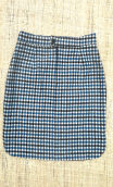 Jupe Odette. Vichy laine bleu. Taille 38, droite, doublée, chaude