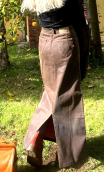  Jupe Yellowstone. Wax. Longue, enduction marron. Taille petite