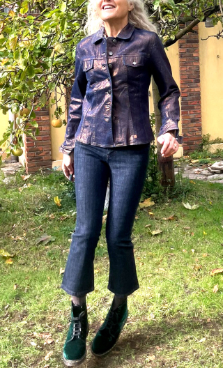 Pantacourt Rodeo. Denim blue black. 7/8ème, stretch, 5-poches. T 36