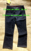 Pantacourt Rodeo. Denim blue black. 7/8ème, stretch, 5-poches. T 36
