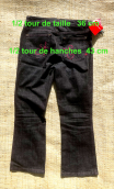 Pantacourt Rodeo. Denim black. 7/8ème, stretch, 5-poches. Taille 36