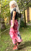 Jupe Deep purple rose, longue. Coton tie and dye évasée, taille 38