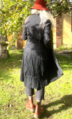 Manteau. Taffetas choco rayé. Doublé, élégant