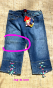 Pantacourt Bimbo, denim stone, knickers original, taille 40, hippy chic